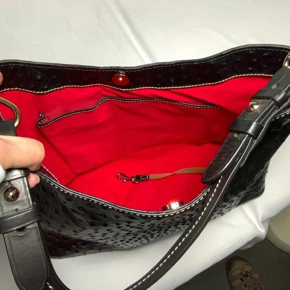 Dooney & Bourke Ostrich Leather Cooper Hobo Purse - Picture 4 of 16